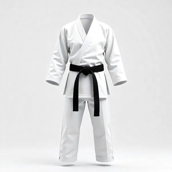 Taekwondo-Sportler im Dobok des VfL Brohl bereitet sich auf das Training vor.