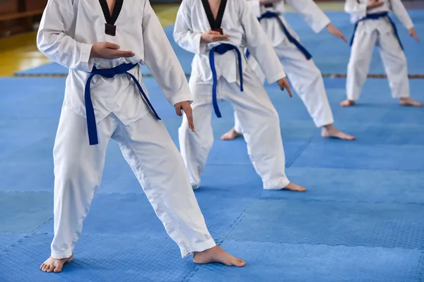 Taekwondo-Sportler des VfL Brohl führt einen präzisen Poomsae (Formenlauf) im Dobok aus